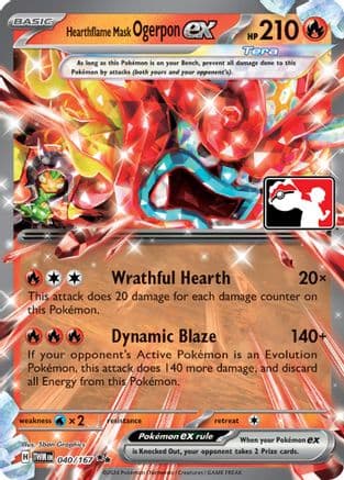 Hearthflame Mask Ogerpon ex 040/167 - Prize Pack Series Cards Holofoil