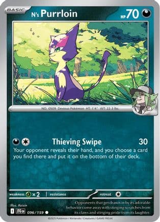 N's Purrloin 096 - Reverse Holofoil SV09 Journey Together - Common