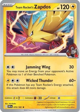 Team Rocket's Zapdos 070 SV10 Destined Rivals - Rare