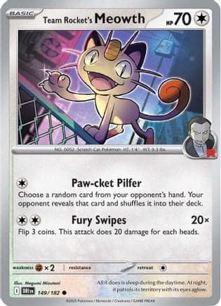 Team Rocket's Meowth 149- SV10 Destined Rivals Reverse Holofoil