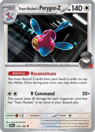 Team Rocket's Porygon-Z 155- SV10 Destined Rivals