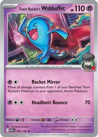 Team Rocket's Wobbuffet 082- SV10 Destined Rivals Reverse Holofoil