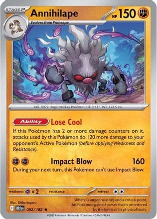 Annihilape 092- SV10 Destined Rivals Reverse Holofoil