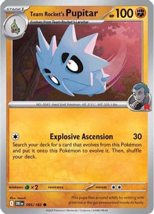 Team Rocket's Pupitar 095 - Reverse Holofoil SV10 Destined Rivals - Common