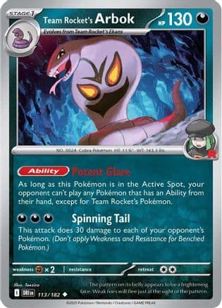 Team Rocket's Arbok 113 - Reverse Holofoil SV10 Destined Rivals - Uncommon