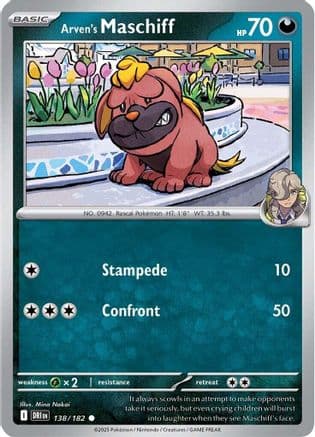 Arven's Maschiff 138- SV10 Destined Rivals Reverse Holofoil