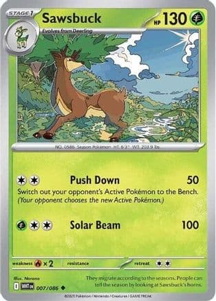 Sawsbuck 007- SV White Flare Reverse Holofoil
