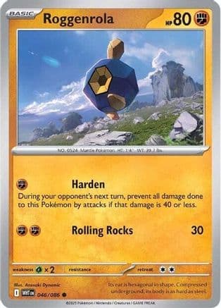 Roggenrola 046- SV White Flare Reverse Holofoil