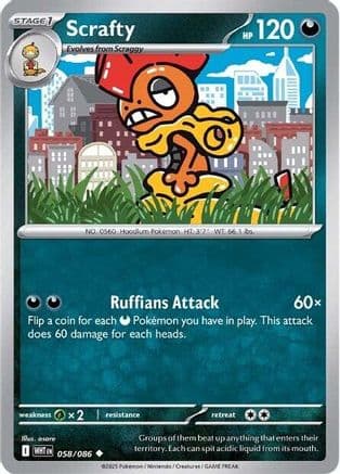 Scrafty 058- SV White Flare Reverse Holofoil