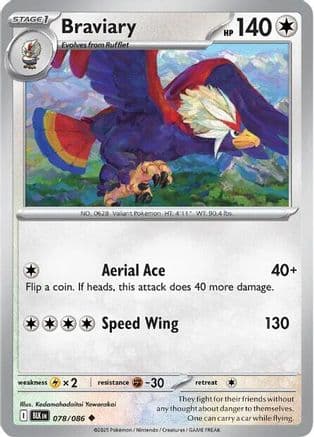Braviary 078- SV Black Bolt Reverse Holofoil