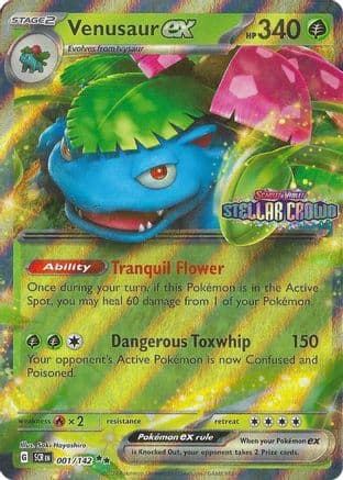Venusaur ex (Stellar Crown Stamp) 001- Miscellaneous Cards & Products Holofoil