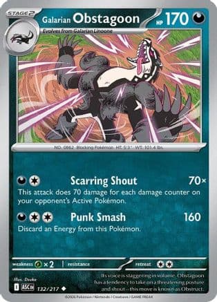 Galarian Obstagoon 132/217 - ME Ascended Heroes Reverse Holofoil
