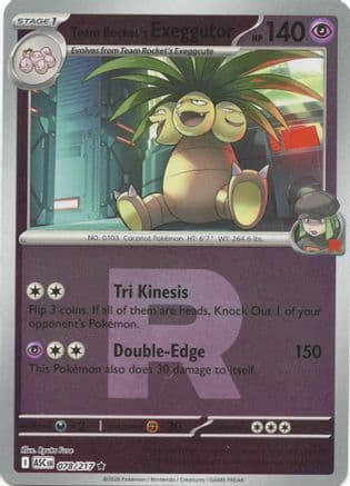 Team Rocket's Exeggutor (Team Rocket) 078- ME Ascended Heroes Reverse Holofoil