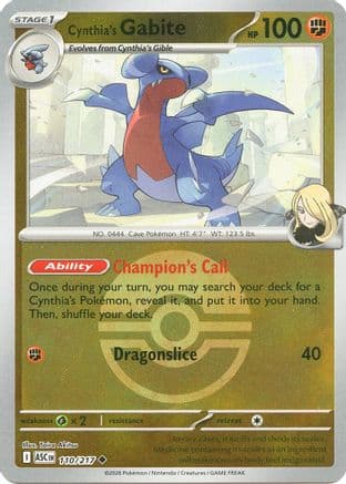 Cynthia's Gabite (Poke Ball) 110- ME Ascended Heroes Reverse Holofoil