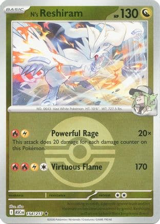N's Reshiram (Poke Ball) 154- ME Ascended Heroes Reverse Holofoil