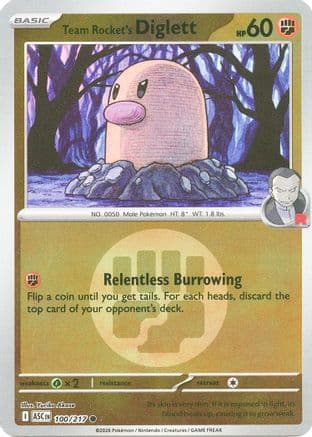 Team Rocket's Diglett (Energy Symbol Pattern) 100- ME Ascended Heroes Reverse Holofoil