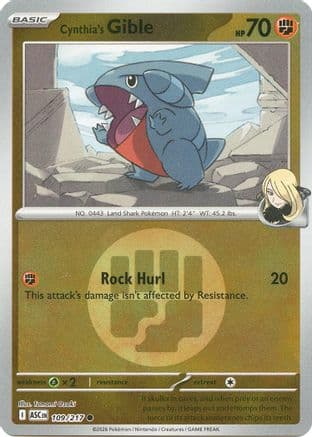 Cynthia's Gible (Energy Symbol Pattern) 109- ME Ascended Heroes Reverse Holofoil