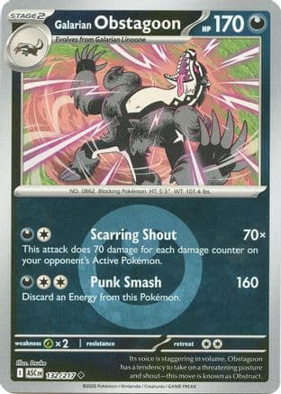 Galarian Obstagoon (Energy Symbol Pattern) 132/217 - Reverse Holofoil ME Ascended Heroes - Uncommon