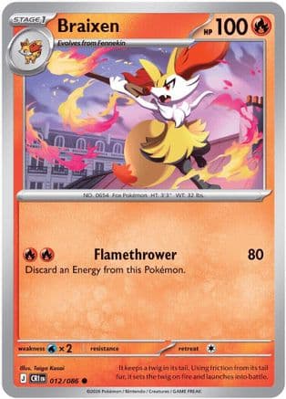 Braixen 012- ME04 Chaos Rising Reverse Holofoil