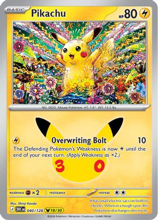 Pikachu 040/128 - ME 30th Celebration Holofoil