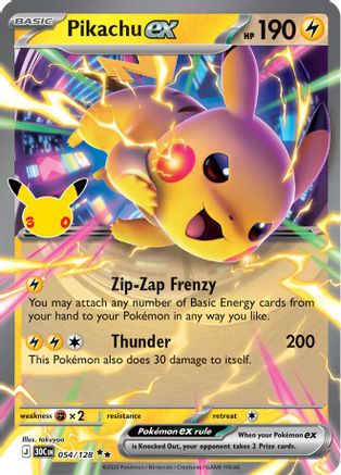 Pikachu ex 054/128 - ME 30th Celebration Holofoil