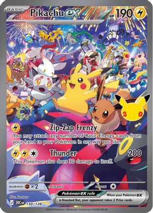 Pikachu ex 150/128 - ME 30th Celebration Holofoil