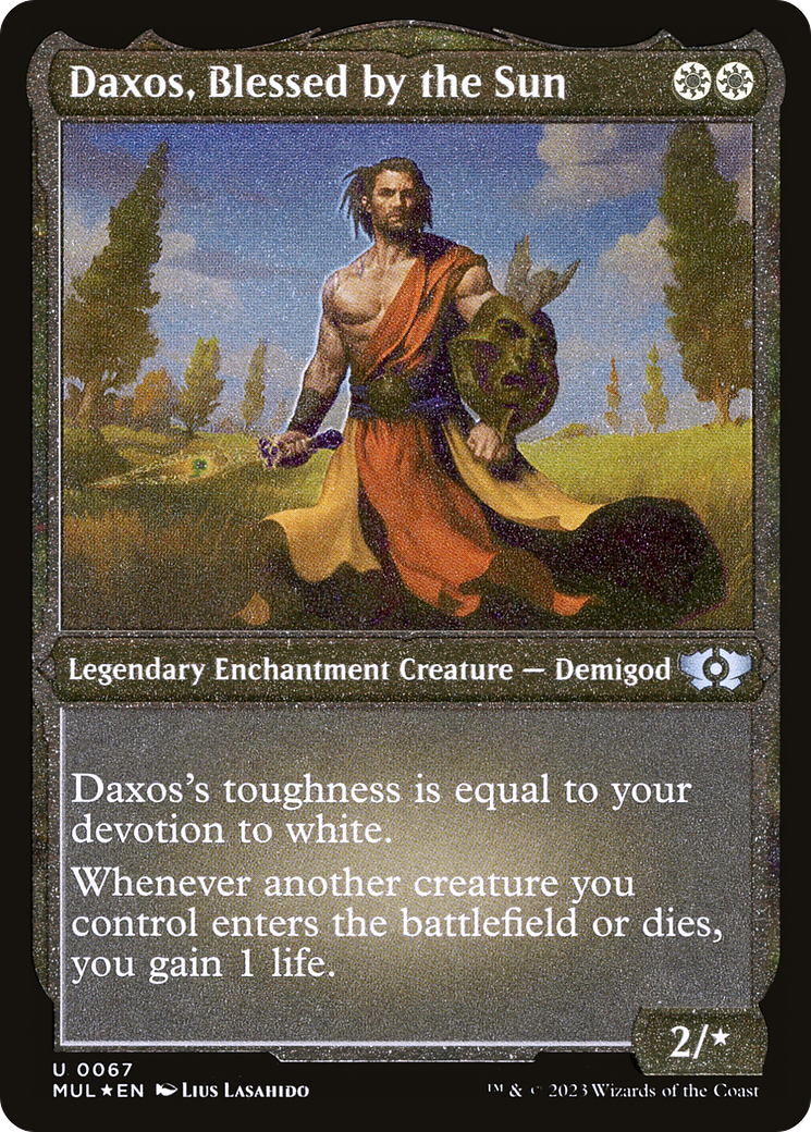 Daxos, Blessed by the Sun (MUL-067) - Multiverse Legends: (enchantment) Etched Foil