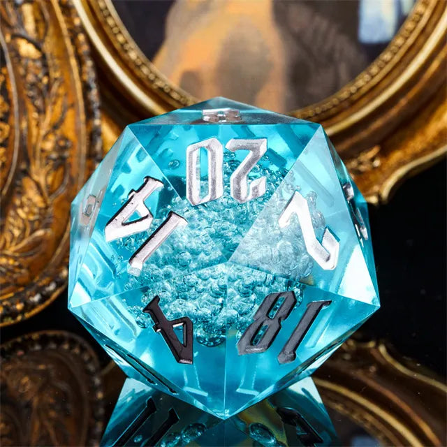 RPG Dice | Acrylic | 55mm D20 | White and Light Blue (D1004)