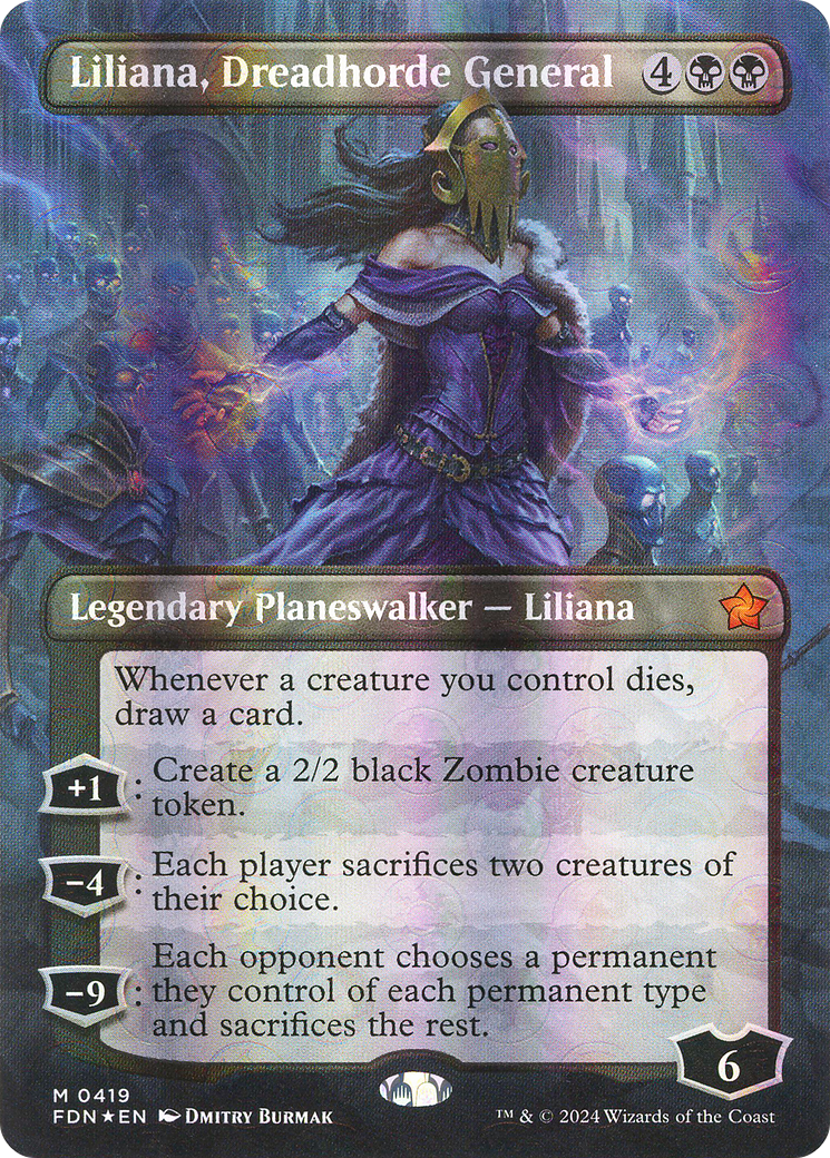 Liliana, Dreadhorde General (FDN-419) - Foundations (Borderless) Foil