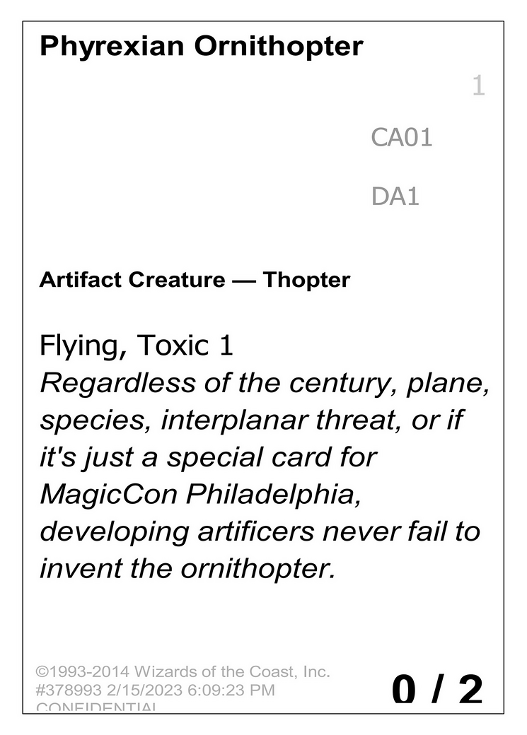 Phyrexian Ornithopter (DA1-CA01) - Unknown Event