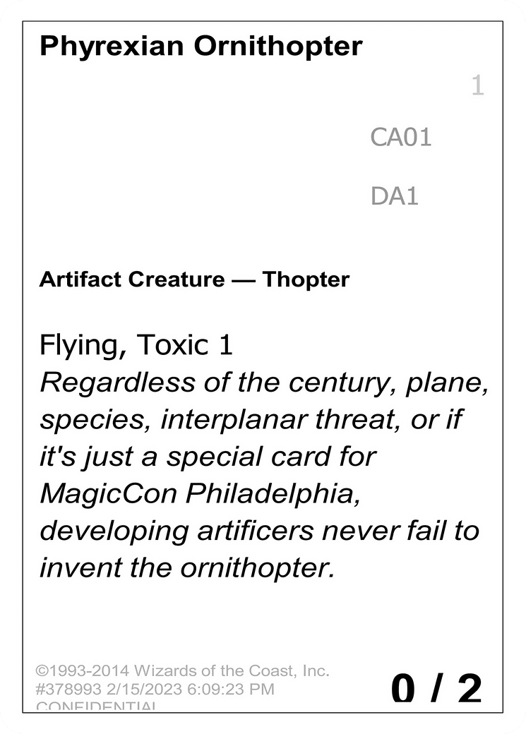 Phyrexian Ornithopter (DA1-CA01) - Unknown Event