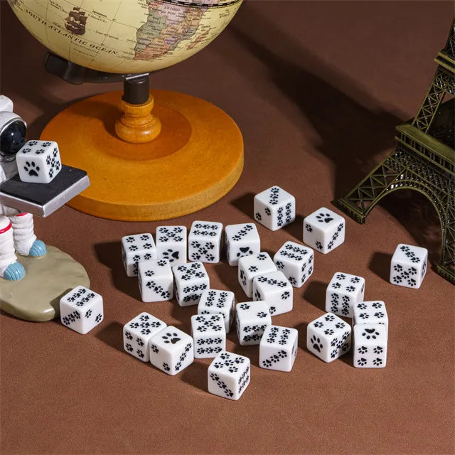 RPG Dice | Resin | Cat Pawprints | White