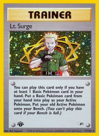 Lt. Surge (17) (17) 017/132 - 1st Edition Holofoil Gym Heroes - Holo Rare