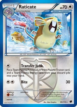 Raticate (Team Plasma) 088 - Reverse Holofoil Plasma Freeze - Rare