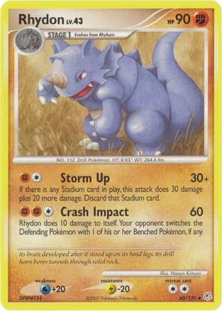 Rhydon - Reverse Holofoil Diamond and Pearl - Uncommon