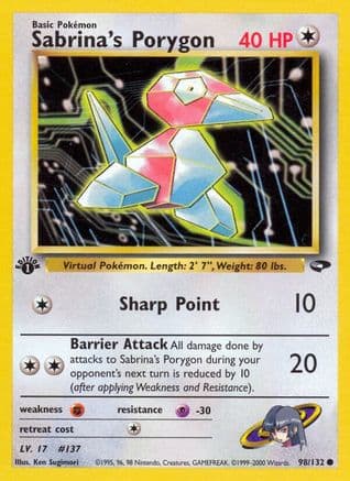 Sabrina's Porygon 098 - 1st Edition Gym Challenge - Common