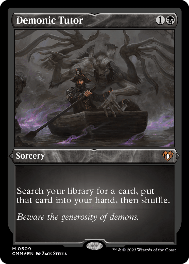 Demonic Tutor (CMM-509) - Commander Masters Etched Foil