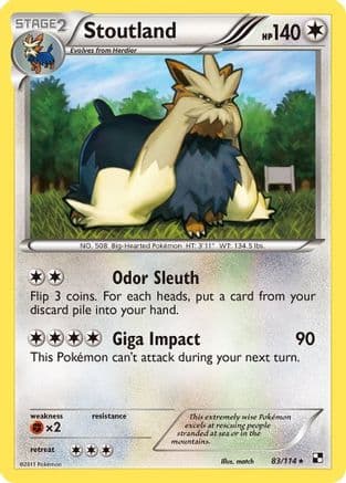 Stoutland - Reverse Holofoil Black and White - Rare