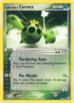 Team Aqua's Cacnea - 24/95/95 - Reverse Holofoil Team Magma vs Team Aqua - Uncommon