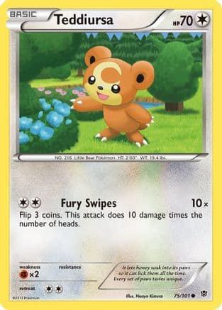 Teddiursa 075 - Reverse Holofoil Plasma Blast - Common