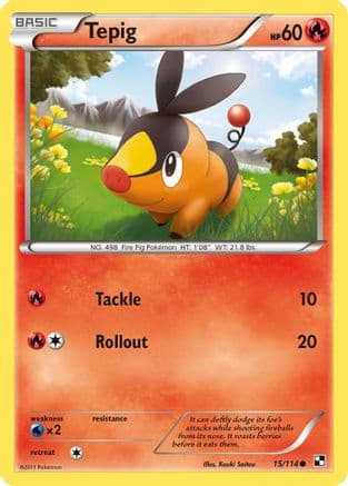 Tepig (15) (15) 015 - Reverse Holofoil Black and White - Common