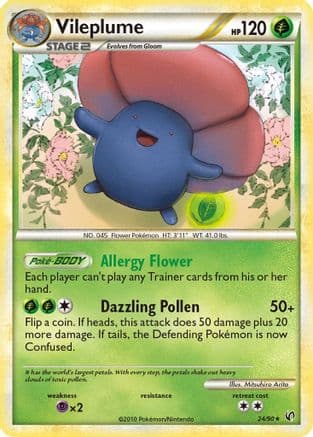 Vileplume 24/90 - Undaunted Reverse Holofoil