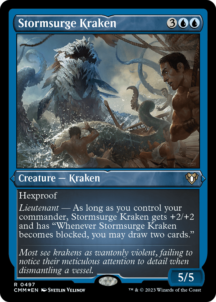 Stormsurge Kraken (CMM-497) - Commander Masters Etched Foil