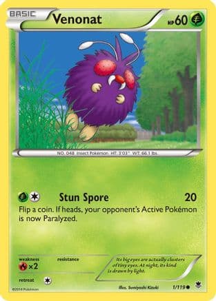 Venonat 1/119 - XY Phantom Forces Reverse Holofoil
