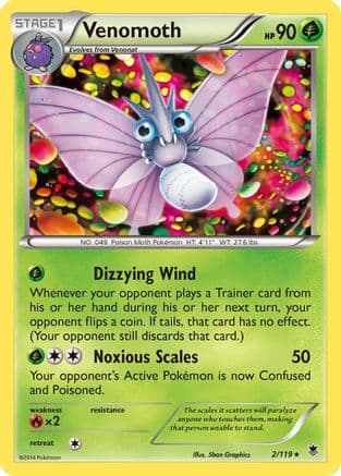 Venomoth 002/119 - XY Phantom Forces Reverse Holofoil