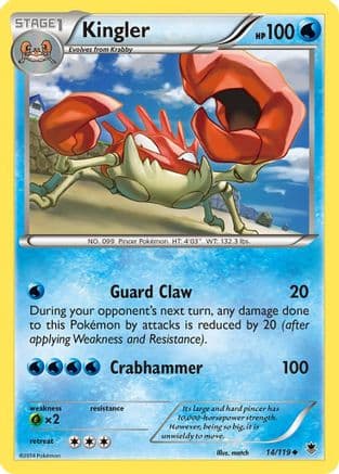 Kingler - Reverse Holofoil XY Phantom Forces - Uncommon