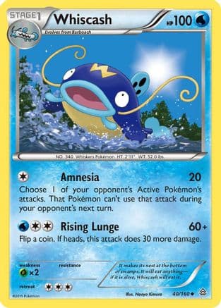 Whiscash 40/160 - XY Primal Clash Reverse Holofoil