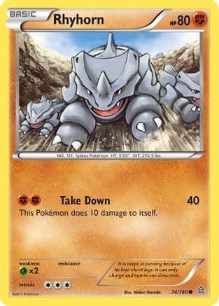 Rhyhorn 74/160 - XY Primal Clash Reverse Holofoil