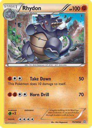 Rhydon 75/160 - XY Primal Clash Reverse Holofoil
