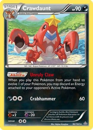 Crawdaunt - Reverse Holofoil XY Primal Clash - Holo Rare